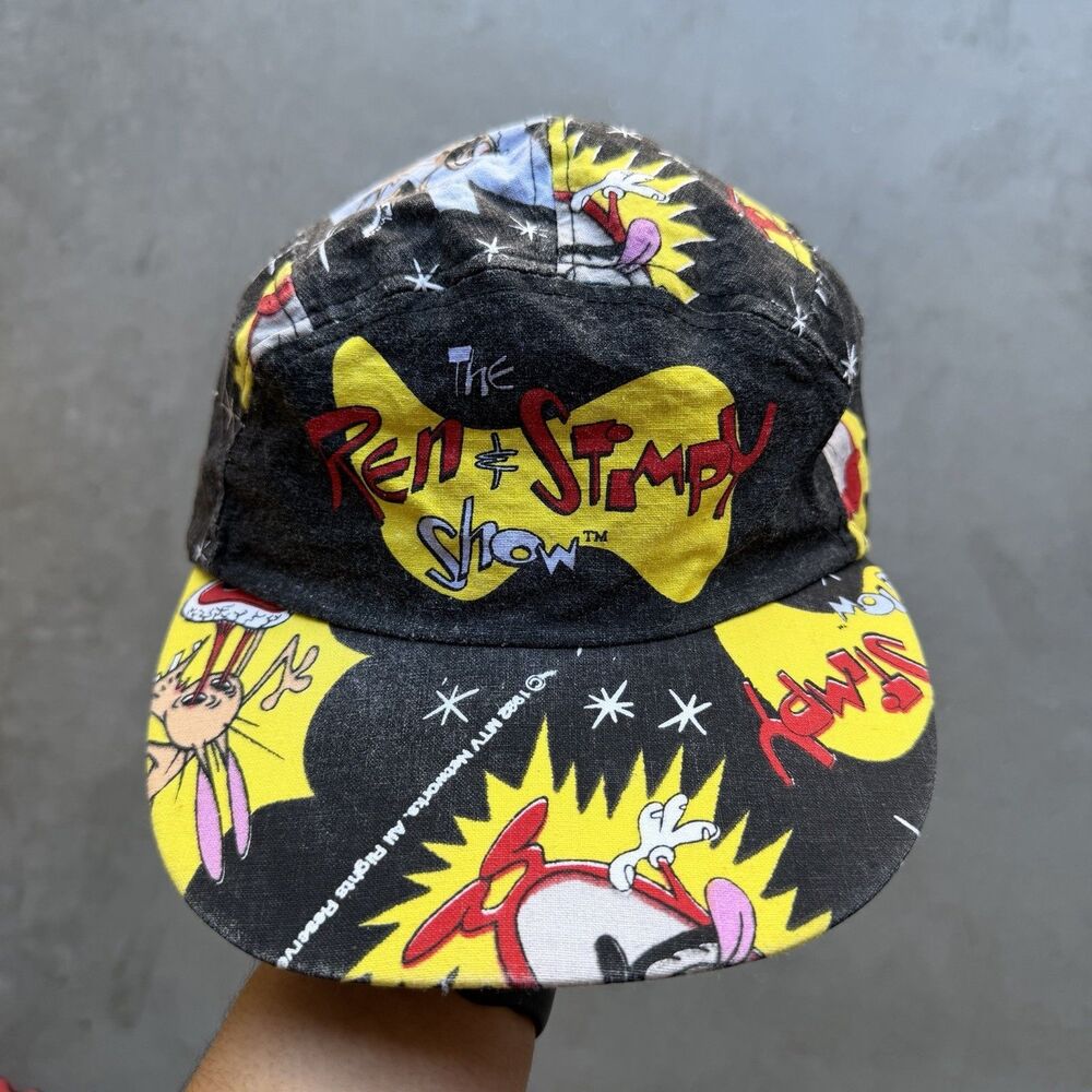 Vintage The Ren & Stimpy Show All Over Print Strapback Hat Cap 90s Cartoon